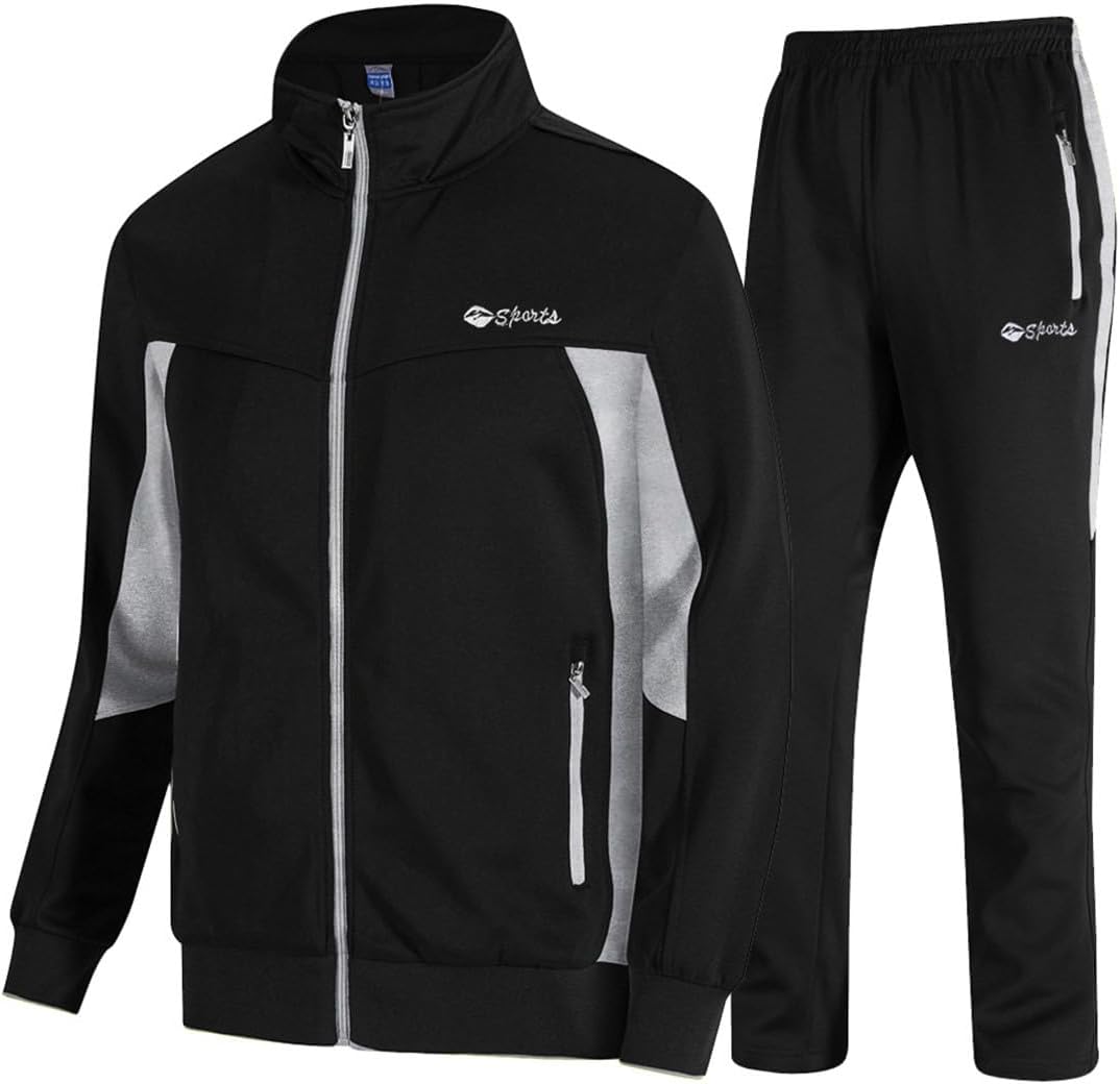 TBMPOY Men's Tracksuits Sweatsuits for Men Sweat Track Suits 2 Piece Casual Athletic Jogging Warm Up Full Zip Sets