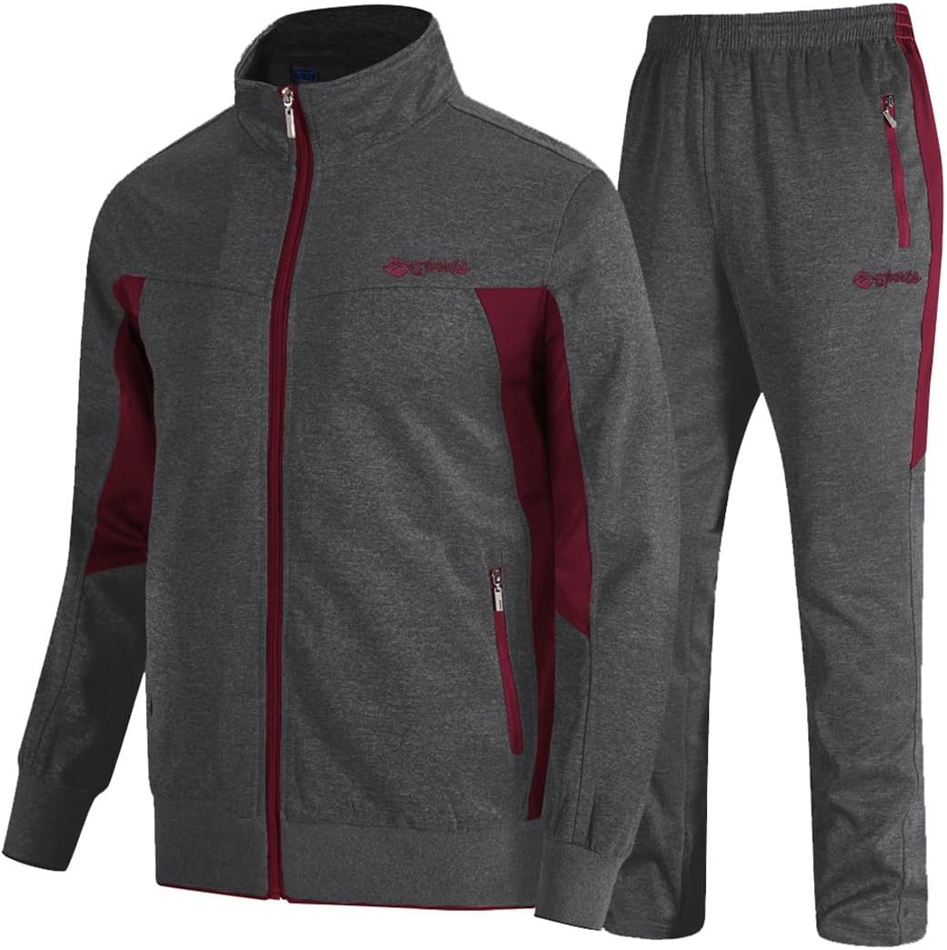 TBMPOY Men's Tracksuits Sweatsuits for Men Sweat Track Suits 2 Piece Casual Athletic Jogging Warm Up Full Zip Sets